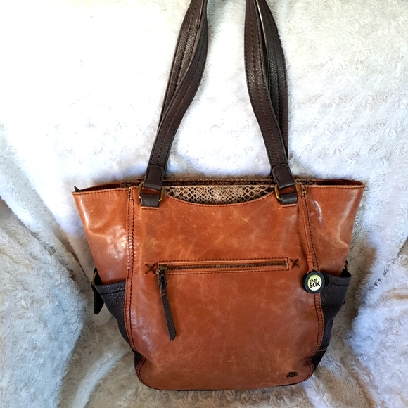 The Sak Bags The Sak Smooth Natural Color Leather Zip Tote Pebble